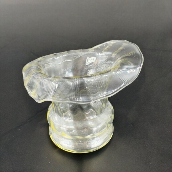 Antique Jack In The Pulpit Vase Bowl Transparent Light Yellow Glass Vintage Vase - Picture 5 of 13